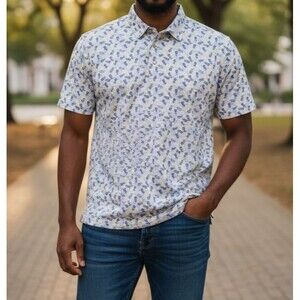 Tropical Pineapple ML75 Golf Polo Greg Norman Stretch Play Dry L